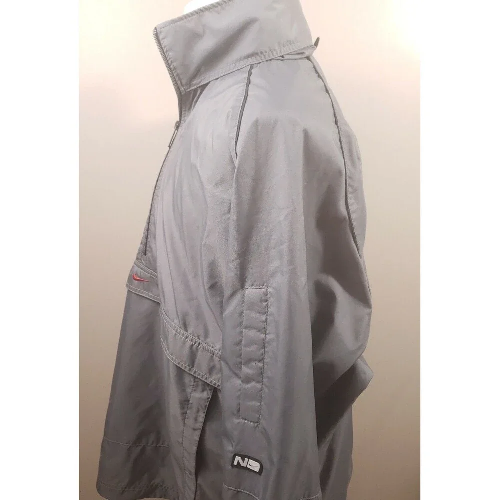 Nike Windbreaker Jacket Men Large Hooded Parka Golf Water Resistant Nylon Gray